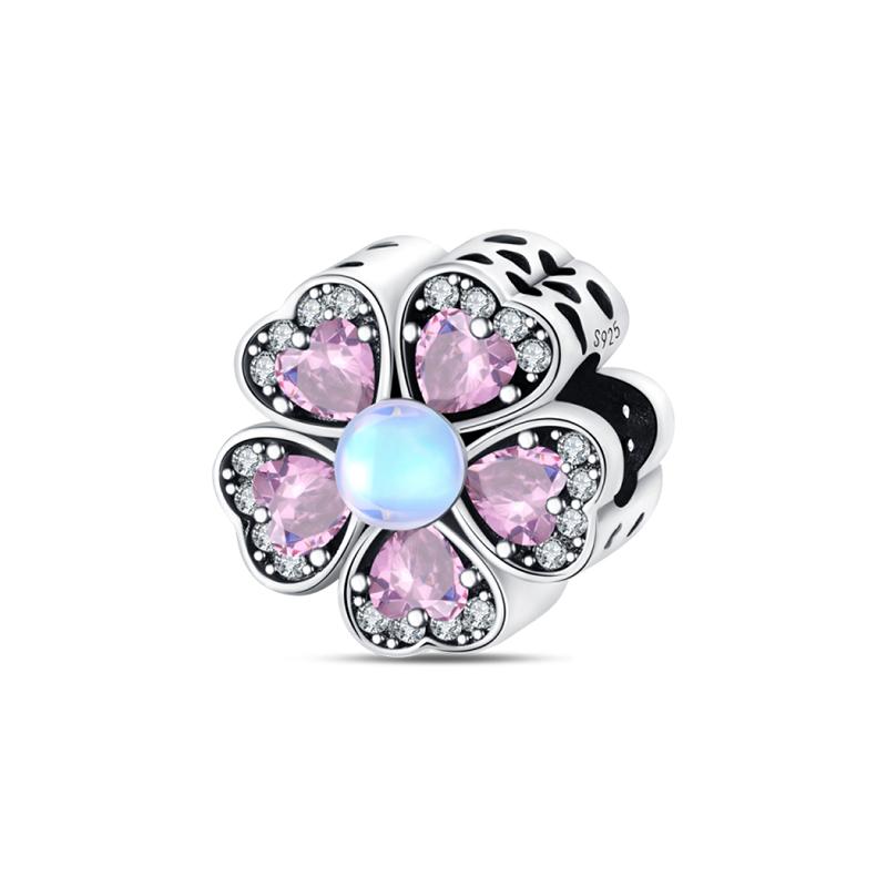 Copper Metal Butterfly Dragonfly Flower Pink Zircon Themed Sweet Charm Bead Components Bead Components Compatible With Pan Authentic Original