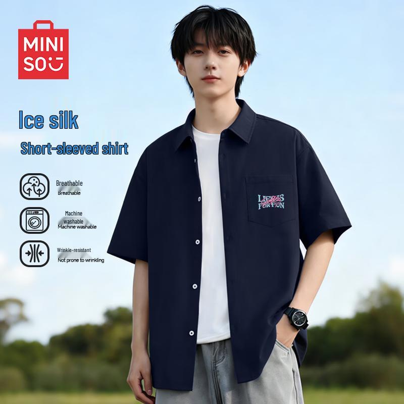 MINISO Men s Ice Silk Short Sleeve Casual Shirt