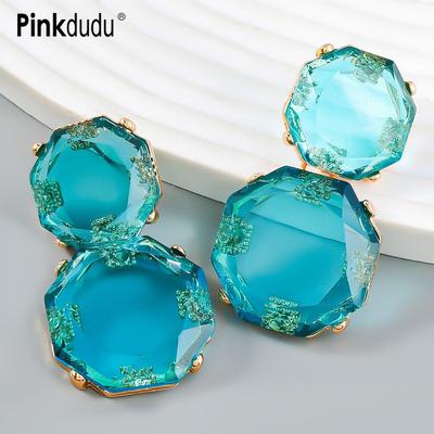 Retro Figure 8 Polygon Multicolor Resin Drop Earrings Simple Geometric Alloy Earring for Women Jewelry Gifts PD944