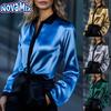 Novamix Women's Fashion Spring Autumn POLO Neck Long Sleeve Casual Blouses & Shirts