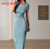 Elegant Summer Dress For Women With Spliced Design And High Waist For Casual Wear