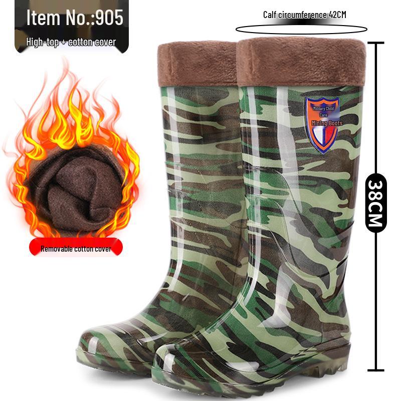 Men's Military Protection Non-Slip High-Top Water & Rain Rubber Shoes