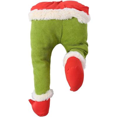 Ornements de jambes d'elfe vert de Noël Jambes en peluche Décorations de fête de Noël pour la maison