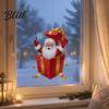 Indoor Outdoor Holiday Decor Santa Gift Box Sticker Christmas Static Window Decal Removable Waterproof Pattern PVC Decal for Glass Doors Windows,