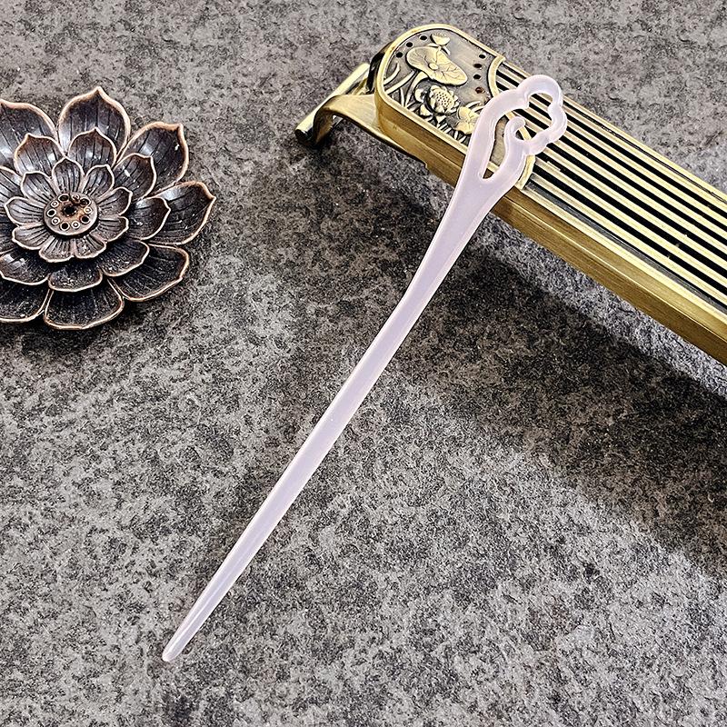 Imitation Jade Ancient Wind Hairpin Daily Hair Coiffure Hanfu Bamboo Xiangyun Cheongsam Hair Pulling Pill Head Multicolor Hairpin