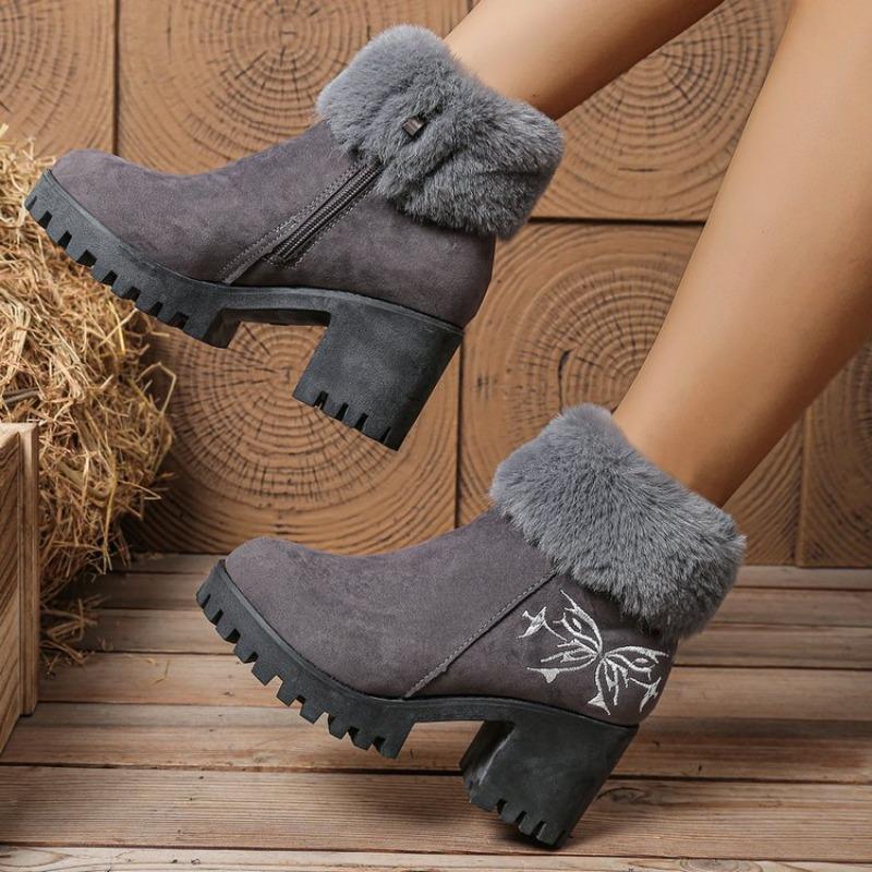 Women's Plus-Size Faux Suede Short Cotton Boots - Autumn/Winter 2025 New Style, Fleece-Lined, Warm, Elevated, Fashion Boots