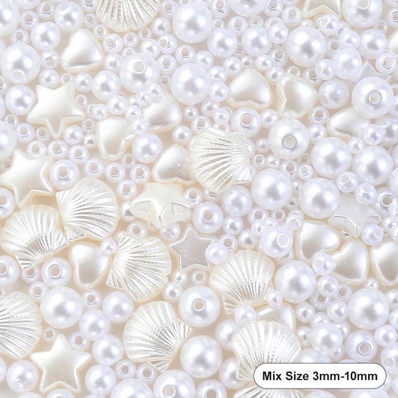 Mixed Size Acrylic Pearl Beads Round Tiny Craft Beads Loose Pearls for Jewelry Making DIY Craft Necklaces Bracelets 30g/pack