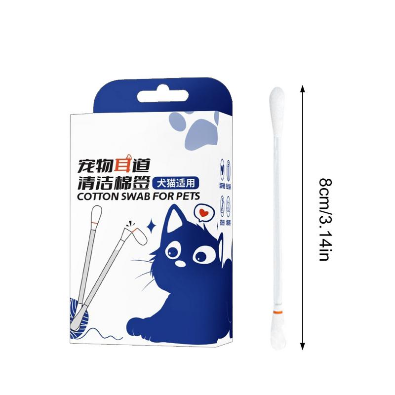 Cat Ear Cotton Swabs Pet Water-Absorbing Ear Cleaning Q Tips 50PCS Soft Ear Care Q Tips Gentle Cotton Swabs With Natural Extract