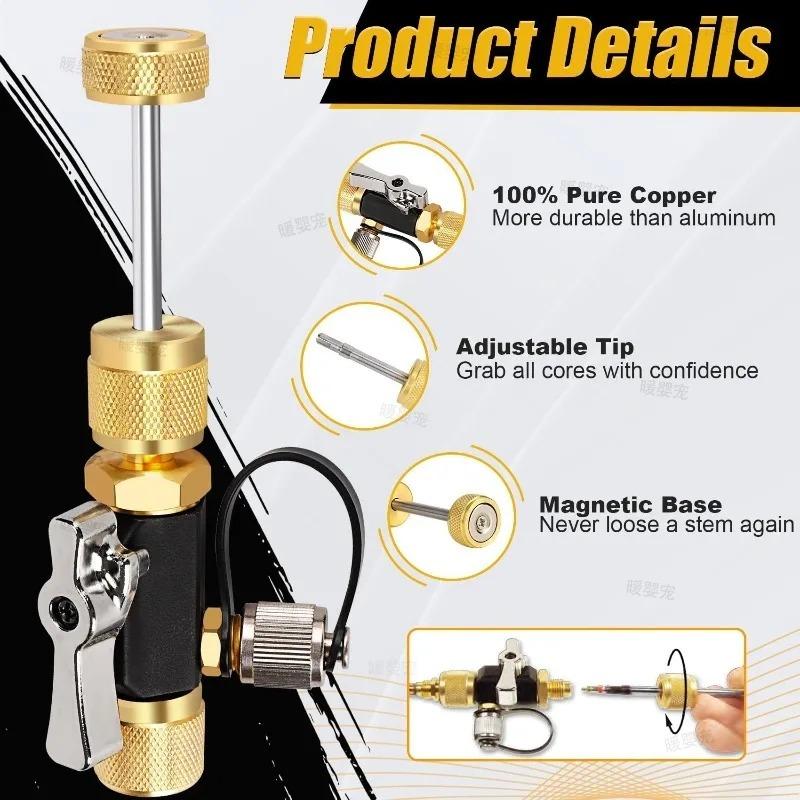 Xiaomi For Air Conditioning Valve Core Removal Tool Brass + Plastic Fast Recovery & Evacuation O-Ring Ball Valve Seal with Magnetic Cap