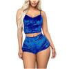 MAITA Donna 2 Pezzi Velluto Indumenti da Notte Senza Maniche Crop Top Canotta Pantaloncini Bottomb Set Lady Lingerie Set Pigiama da Donna