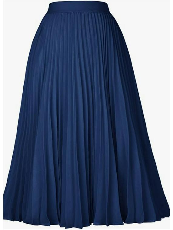 European & American Pleated Mid-Length Skirt – Elastic High Waist, Slimming Fit