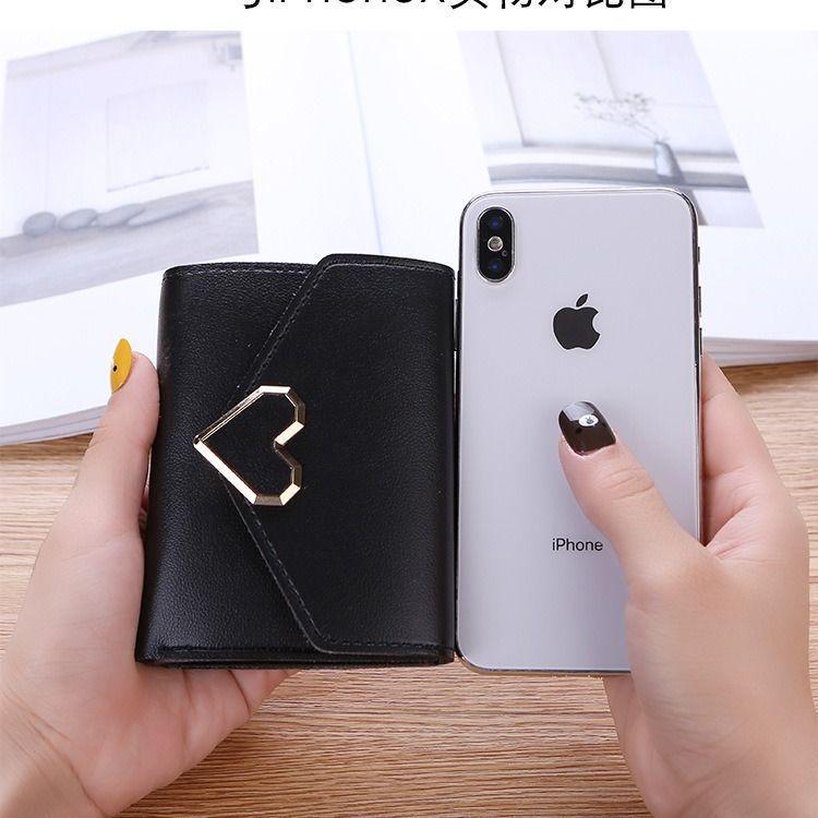Heart Mini Korean Short Wallet for Female Students - Fashion Coin Purse & Card Holder