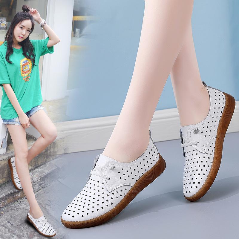 Women's Genuine Leather Slip-On Shoes - Autumn Soft Sole, Non-slip, Casual White Flats