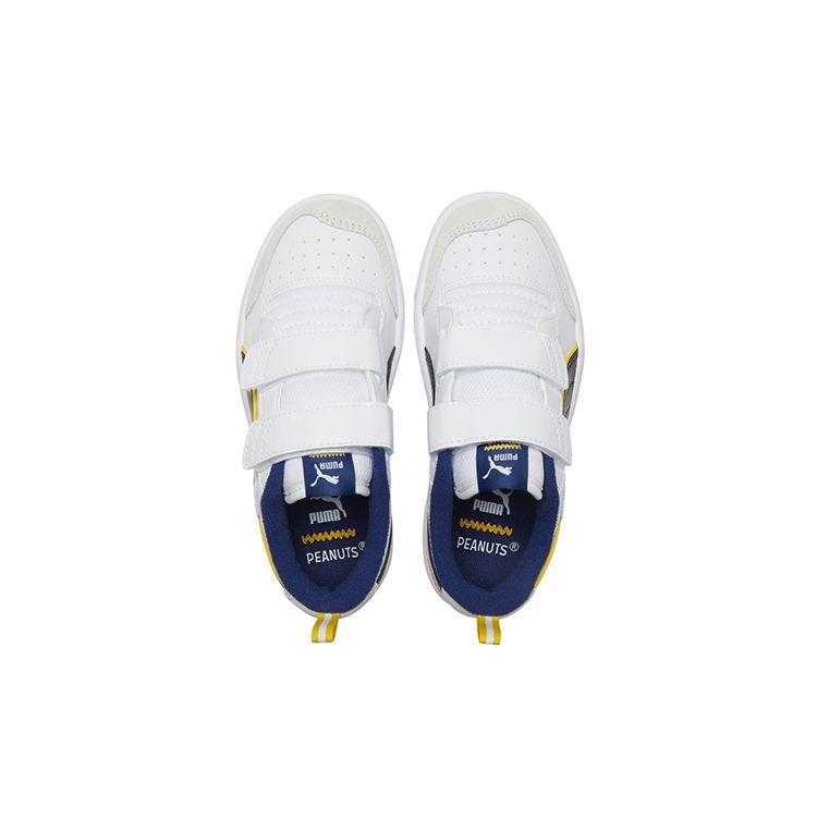Puma Peanuts X  Ralph Sampson V Velcro Casual Low Top Kids Sneakers Kids Sneakers White Blue Yellow 375794-01