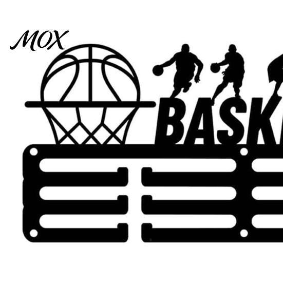Wall Mounted Medal Display Hanger Metal Basketball Holder, Rack, Awards Rack Room Decor, Backpack Holder for Teen Bedroom 3 Lines Design, Holds