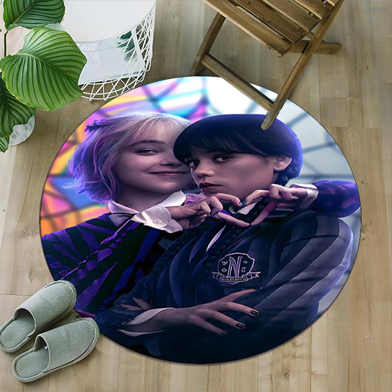 1pc Addams Family Wednesday9 Print Round Carpet Chair Round Carpet Suitable for Bedroom Living Room Home Decorative Carpet