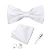 Elegante Set Regalo Uomo Papillon 4 Pezzi Papillon Monocolore Fazzoletto da Tasca Gemelli Fermacravatta Accessori per Abito Business Matrimonio Formale