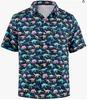 Summer Men's Beach Shirt Printed Hawaiian Short Sleeve Flower Shirt Boys