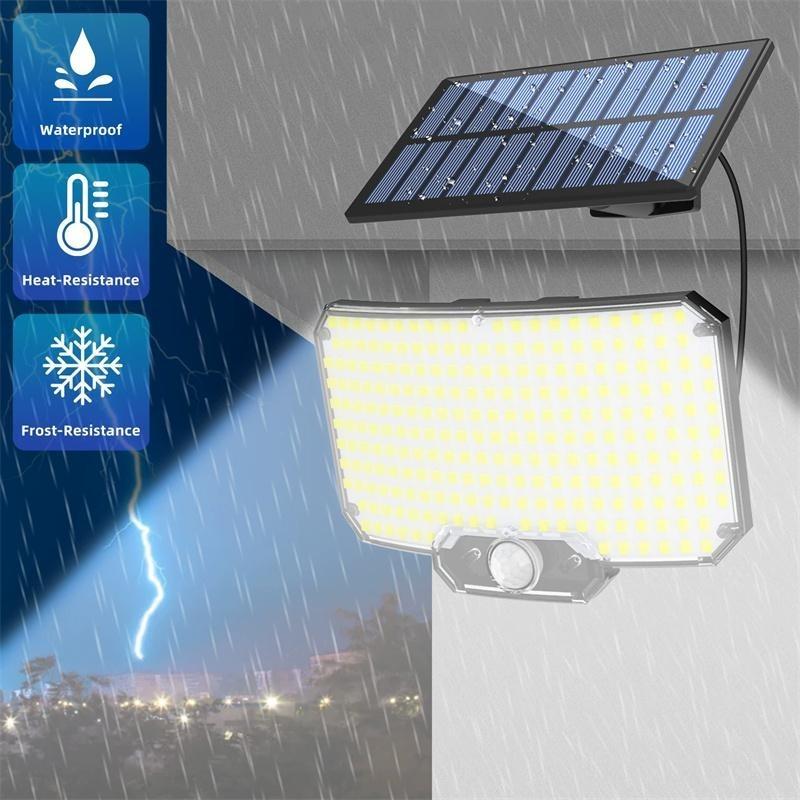 Solar LED Outdoor Motion Sensor Flood Light with Remote Control, Dusk To Dawn Function Solar Wall Lamp, Solar Courtyard Security Light