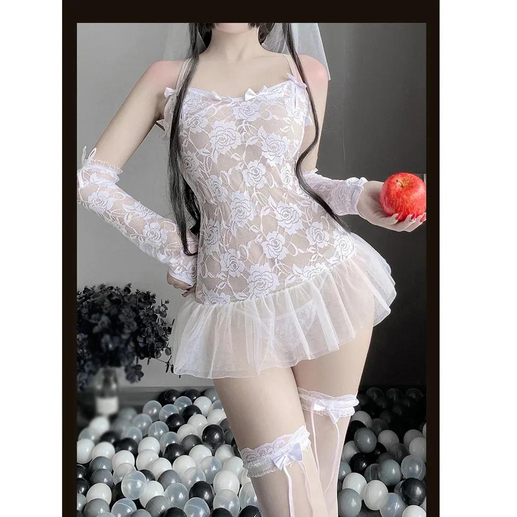 Porno Hochzeit Braut Kostüm Cosplay Uniform Damen Sexy Dessous Durchsichtig Exotische Kostüme Nachthemden Erwachsenen Rollenspiel