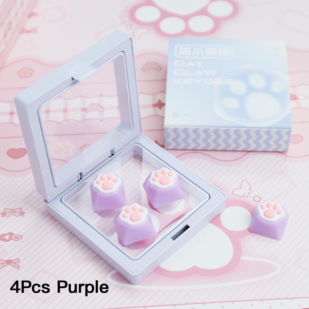 1/4Pcs Lovely Cat Claw Keycaps Cross Axis Key Cap Pink White Cartoon DIY Decoration For Mechanical Keyboard Arrow Keys