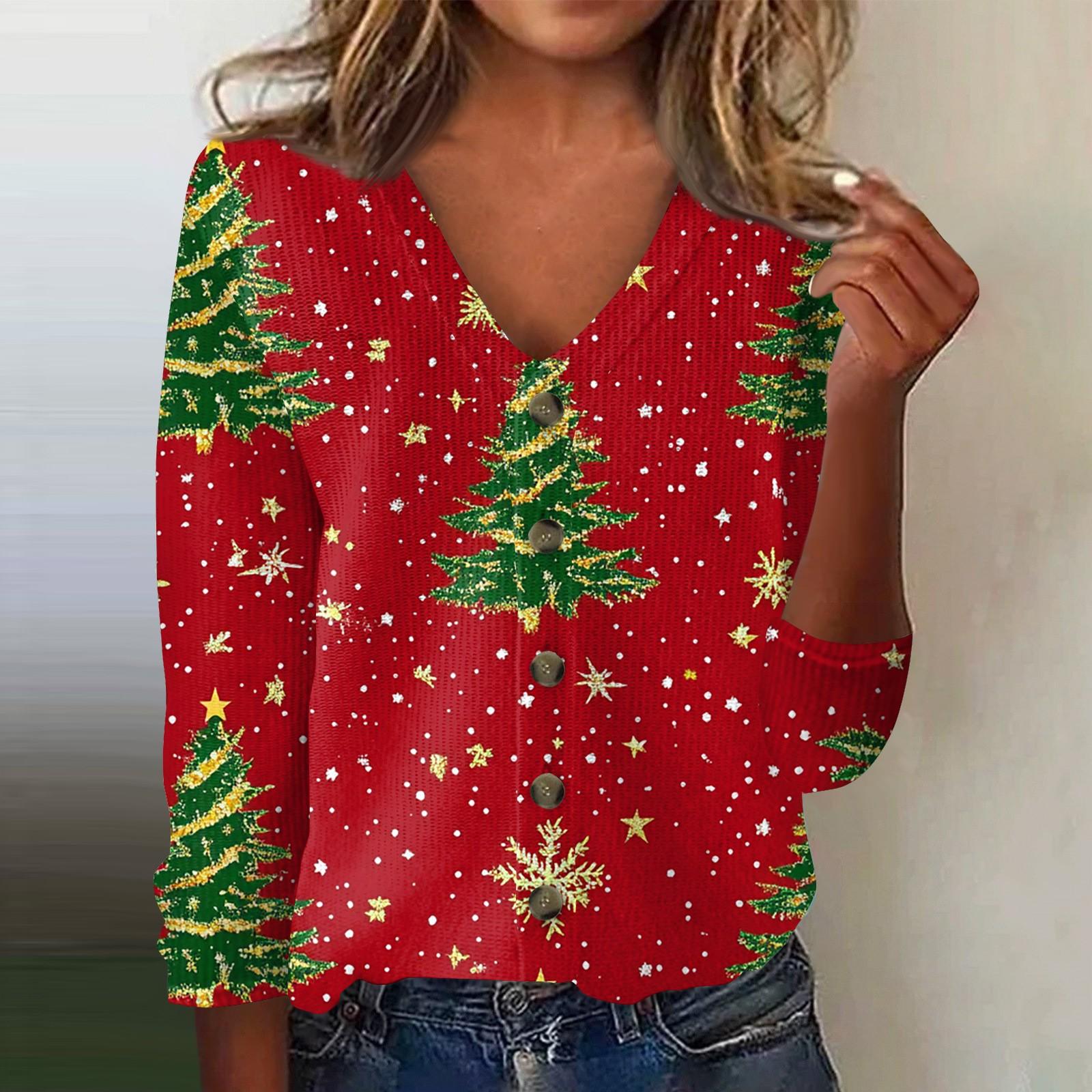 

Жіночий модний в язаний жакет з довгим рукавом і принтом на ґудзиках S Кіновар