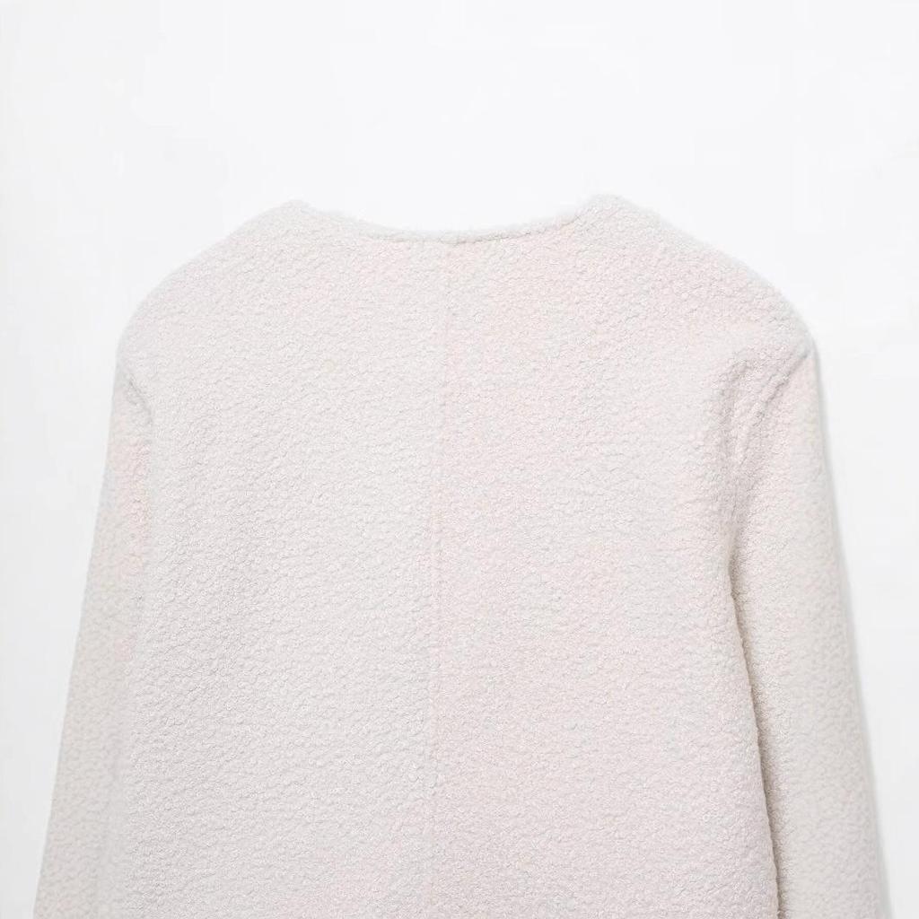 TAOP&ZA Spring/Summer Women's Commuter Double-Breasted Beaded Knit Crew Neck Jacket