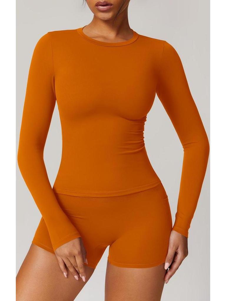 Set Yoga da Donna ad Asciugatura Rapida: Top a maniche lunghe slim fit e pantaloncini con tasche