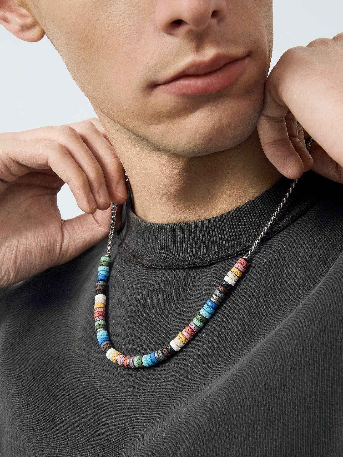 Dopamine Fashion Volcanic Rock & Tiger Eye Agate Luxury Necklace 45cm