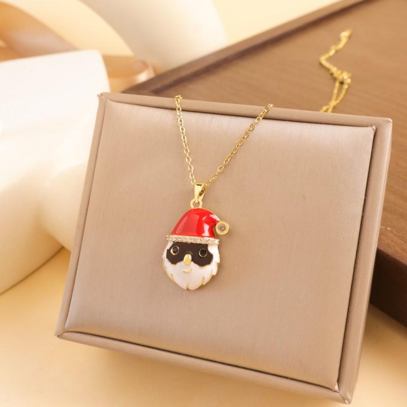 Christmas Necklace Women Titanium Steel Festive Design Trendy Accessory