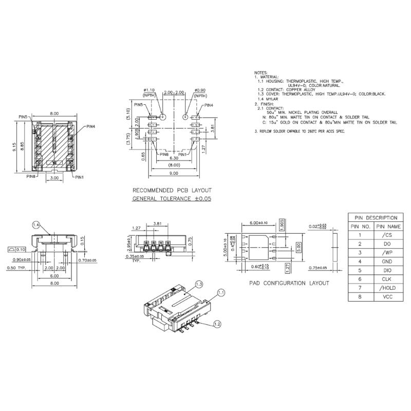 Universal 8x6 And 6x5 Chip Programmer Socket For Integrated Circuit Testing Applications