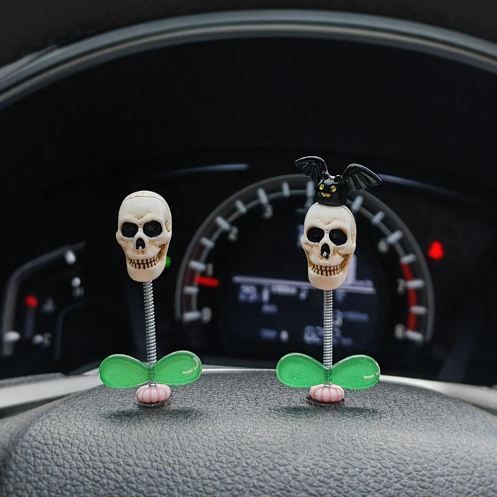 Rocking Skull Car Pendant Decoration Auto Interior Center Console Decoration Accessories Halloween Cartoon Creative Gift