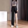 Womens Slim Wide Leg Pants High Waist Straight Trousers Casual Office Wear