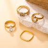 Elegant Titanium Steel 18K Gold Plated Index Ring with Diamonds