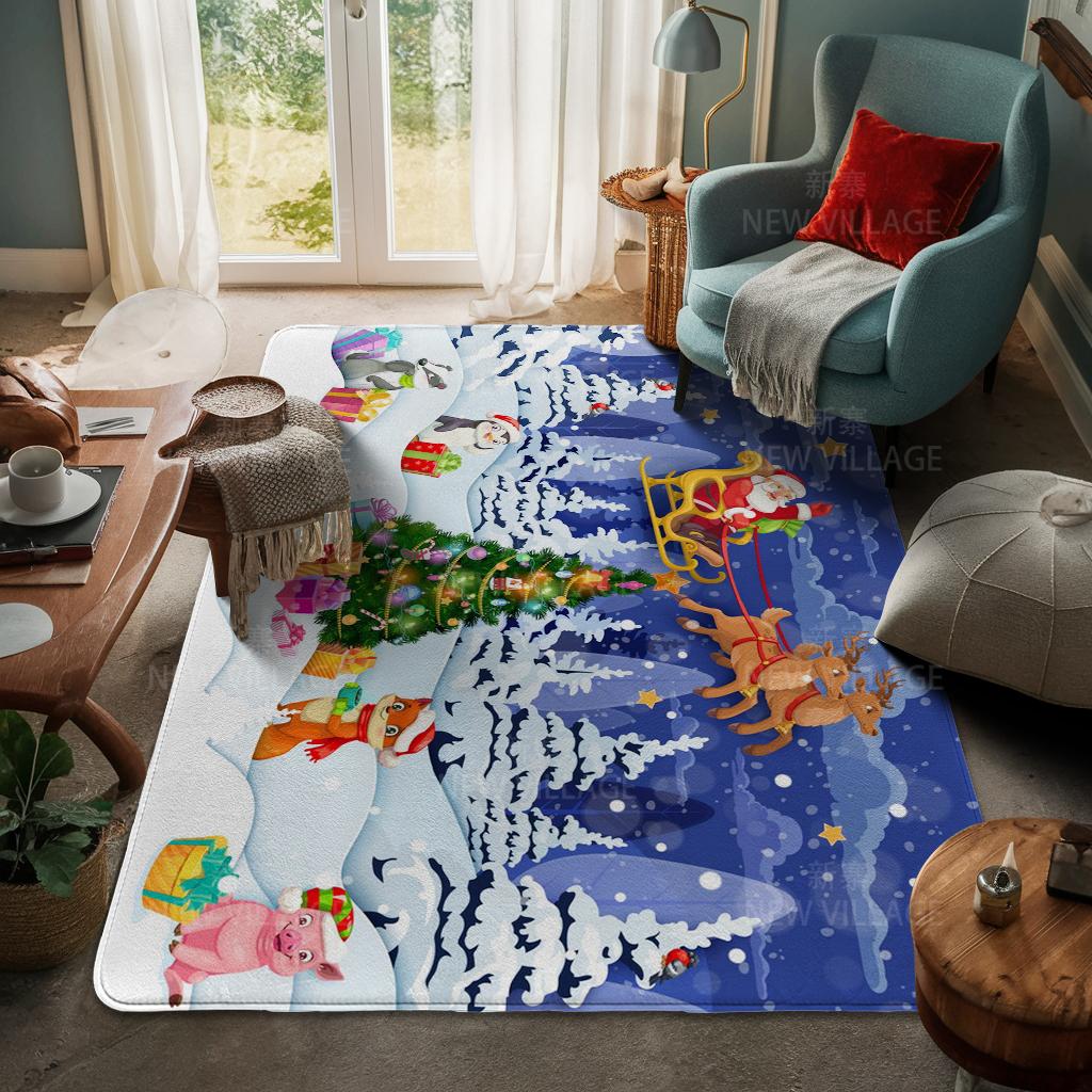 House Entrance Carpet Home Door Mat Living Room Bath Foot Bathroom Non-slip Water Absorption Rugs Bath Merry Christmas Winter