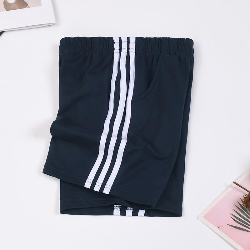Summer Boys' Cotton Sports Shorts with Red and White Stripes, Dark Blue/Navy Blue - School Uniform for Primary and Middle Students