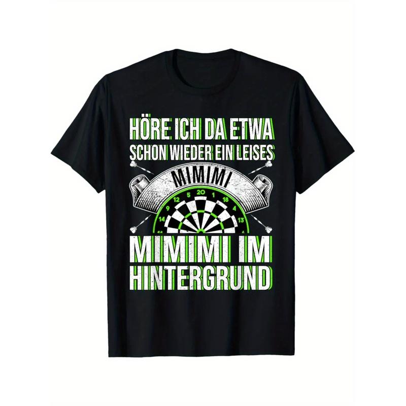 Funny Mimimi For Darts Practice T-Shirt For Men&Women- German "Mimimi" Text& For Dart Arrows Print, Casual Short Sleeve Round Neck Tee, All-Season