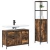 Bathroom Furniture Set with Door 2 pcs Smoked Oak and Black