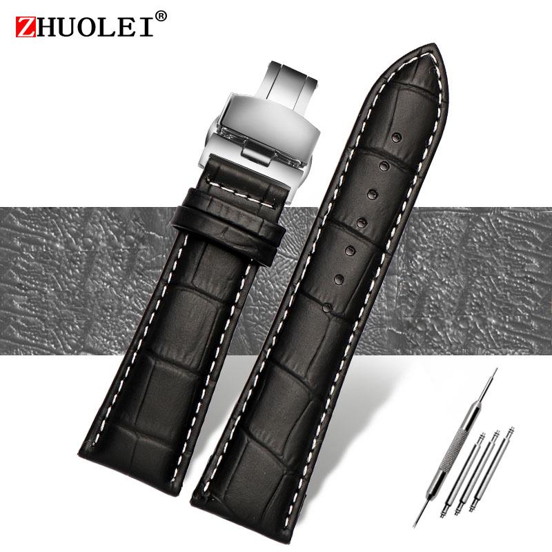 Correa de reloj 23 mm 24 mm 26 mm 28 mm de ancho grande Negro marrón Para hombre Cocodrilo Piel Genuina Correa de reloj Banda pulseras envío gratis