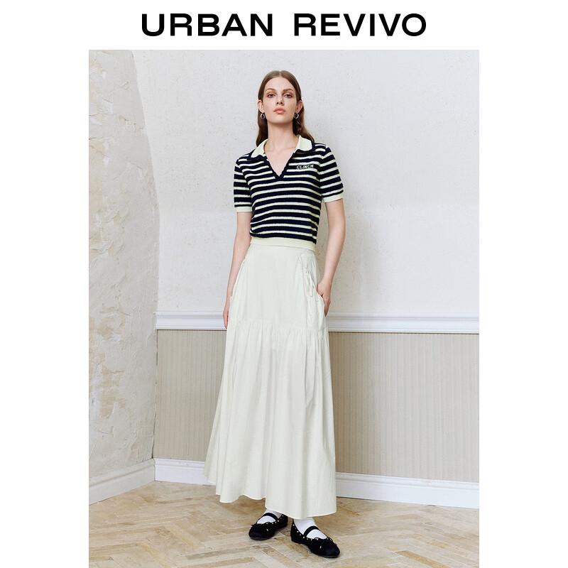 UR Women's Color-block Stripe Knit Polo Top