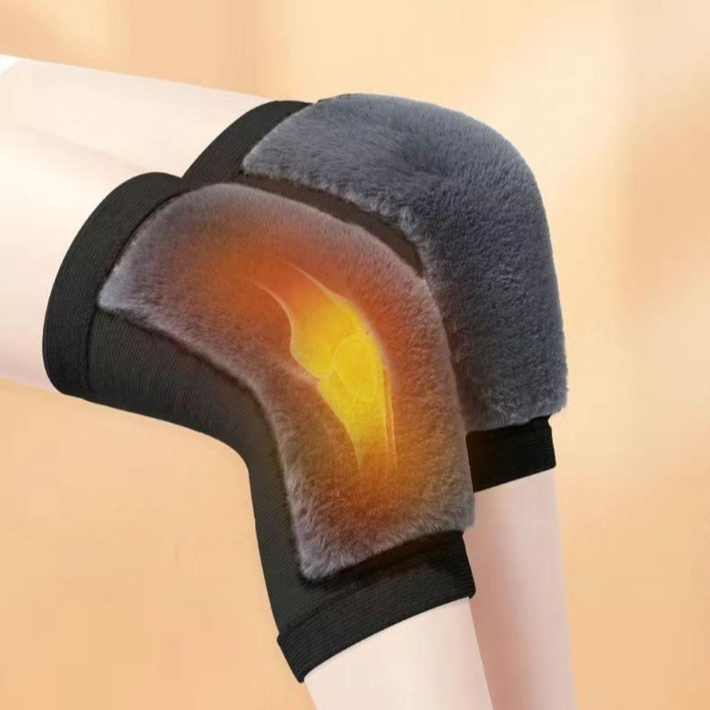 Unisex Winter Faux Rabbit Hair Knee Warmers Fleece-Lined Thickened for Cycling Cold Protection Elderly Knee Protection