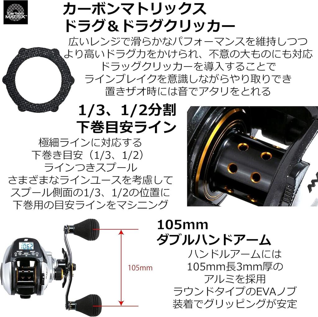 AbuGarcia MAX DLC Large Screen Digital Line Counter Reel Power Handle Model Right-Hand [Used]
