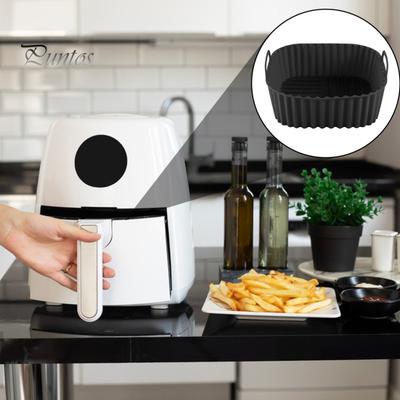 Silicone Air Fryer Basket Tray Reusable Silicone Liners for Air Fryer BPA-Free Air Fryer Cooking Pan Replacement of Parchment Liner Paper