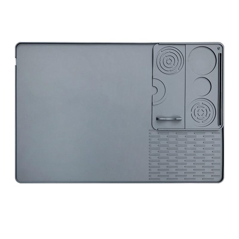 Silicone Coffee Machine Mat & Drip Tray - Two-in-One Square Tamper Mat for Countertops