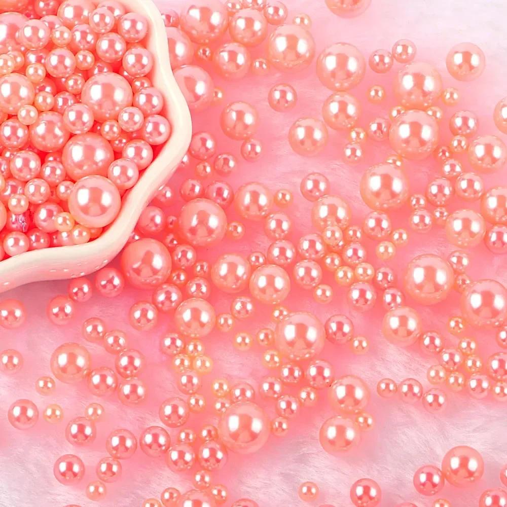 Miçangas ABS Imitação de Pérola Multicoloridas Sem Furo Miçangas Soltas para Arte de Unhas DIY Artesanato Decoração de Scrapbook