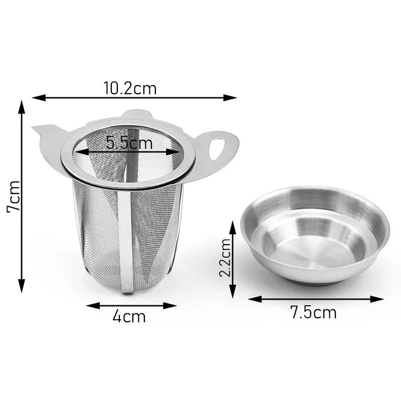 Double-layer Lace Tea Strainer Set with Tray Stainless Steel Filter Mesh Sieve Tea Drain Useful Infusers Kitchen Tools Teaware