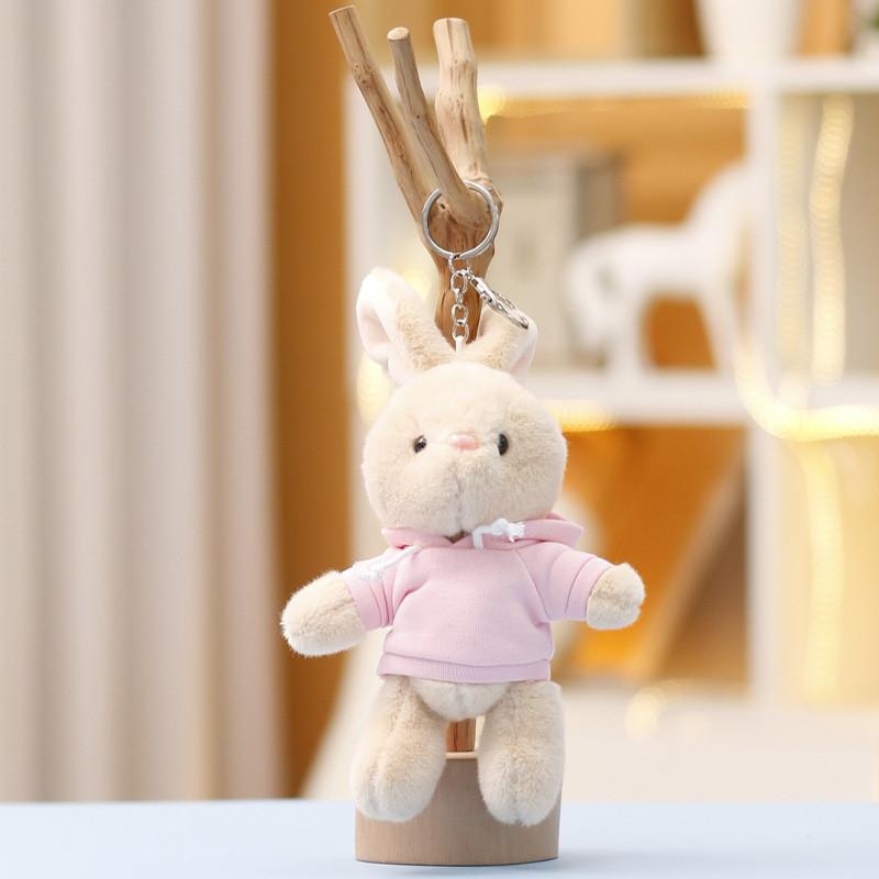 Hoodie Plush Bunny Toy Keychain Stuffed Doll Backpack Pendant Gift Decoration