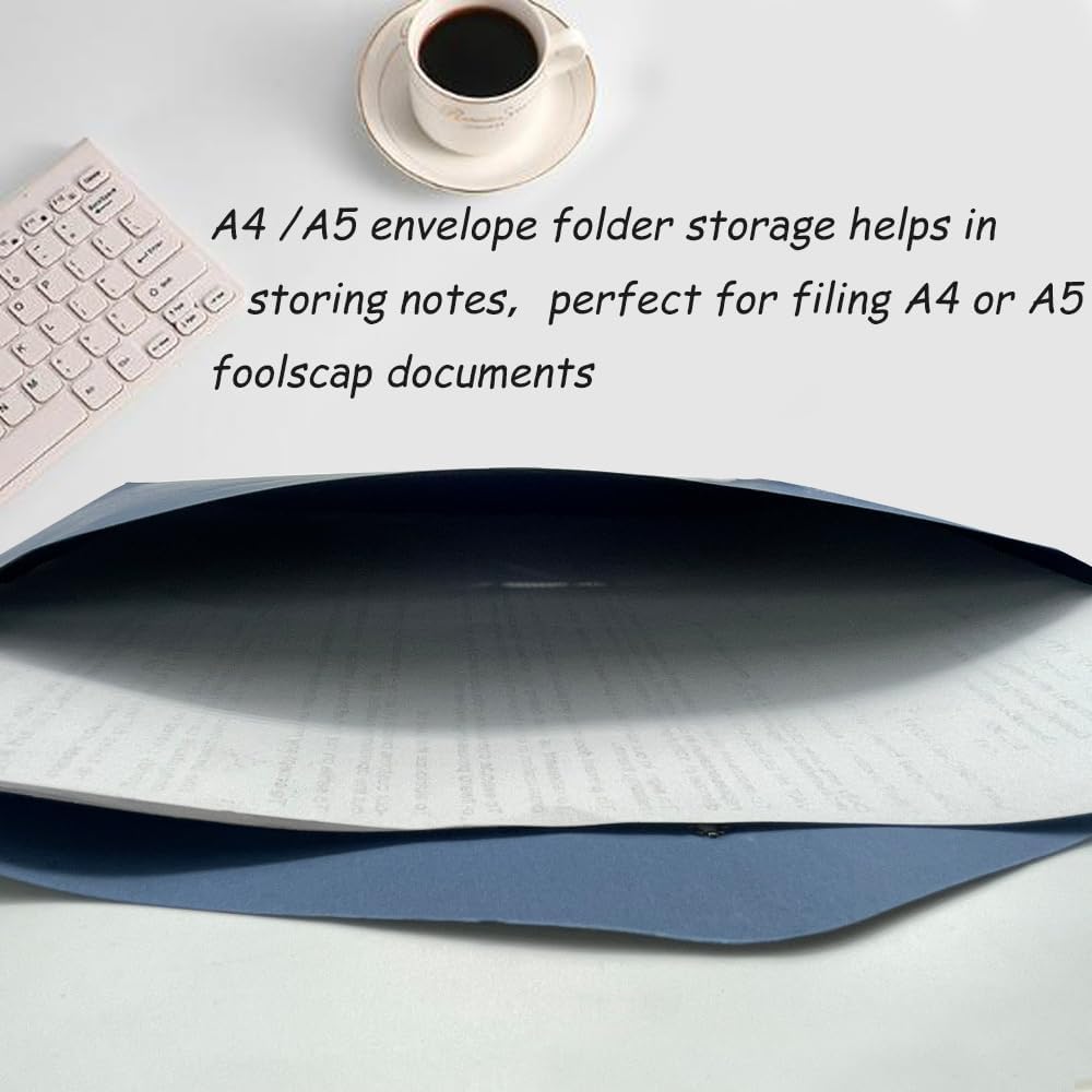 10pcs A4 Kraft Paper Envelopes Portfolio Foolscap File Folders Document Folder with String Fastener Closure Wallet Pockets File Bags Storage Pouch