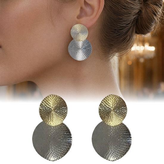 1 Pair Large Double Round Disc Dangle Drop Earrings, Minimalist Geometric Big Circle Earrings, Statement Jewelry Gifts