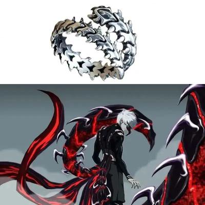 Anime Tokyo Ghoul Žiedas Kaneki Ken Cosplay Reguliuojamas Atviras Unisex Punk Papuošalas Dovana Rekvizito Aksesuarai